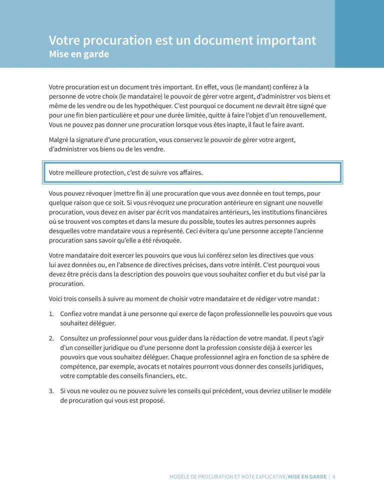 lettre mandat pouvoir