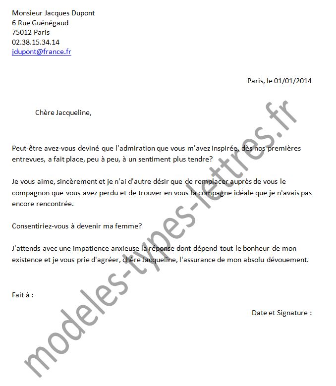 lettre mariage