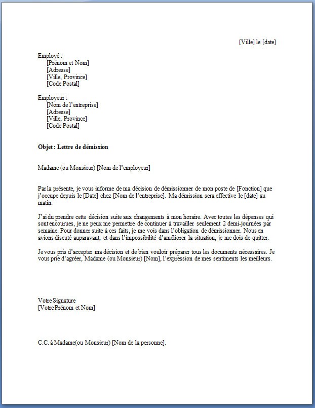 lettre modele gratuite