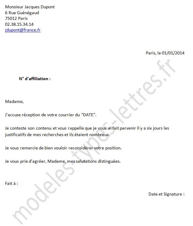 lettre modification adresse