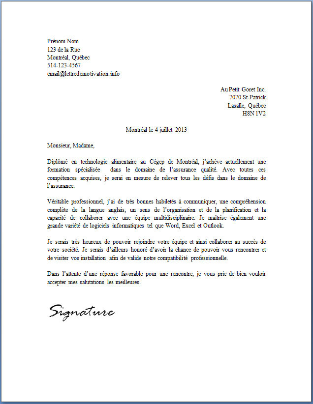 lettre motivation agent de production gratuite