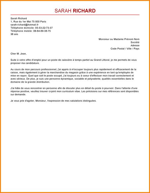lettre motivation caissiere station service