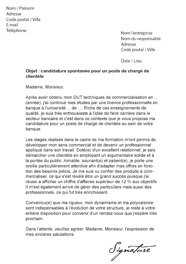 lettre motivation emploi banque