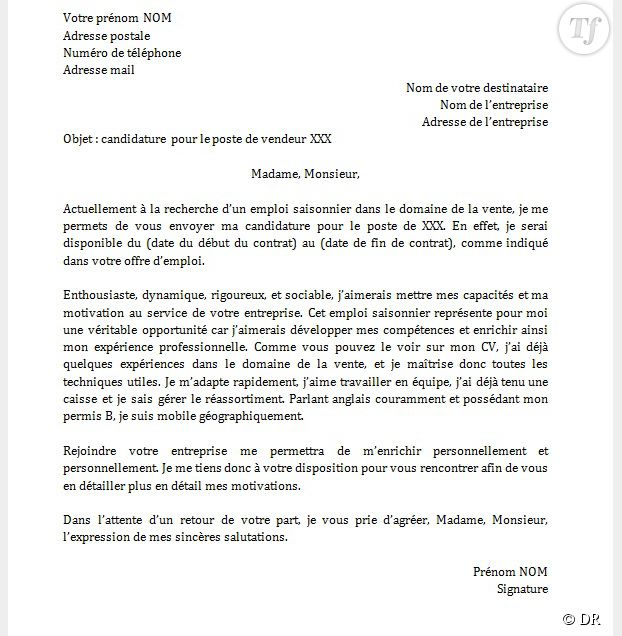 lettre motivation emploi