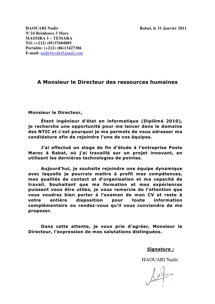 lettre motivation informatique