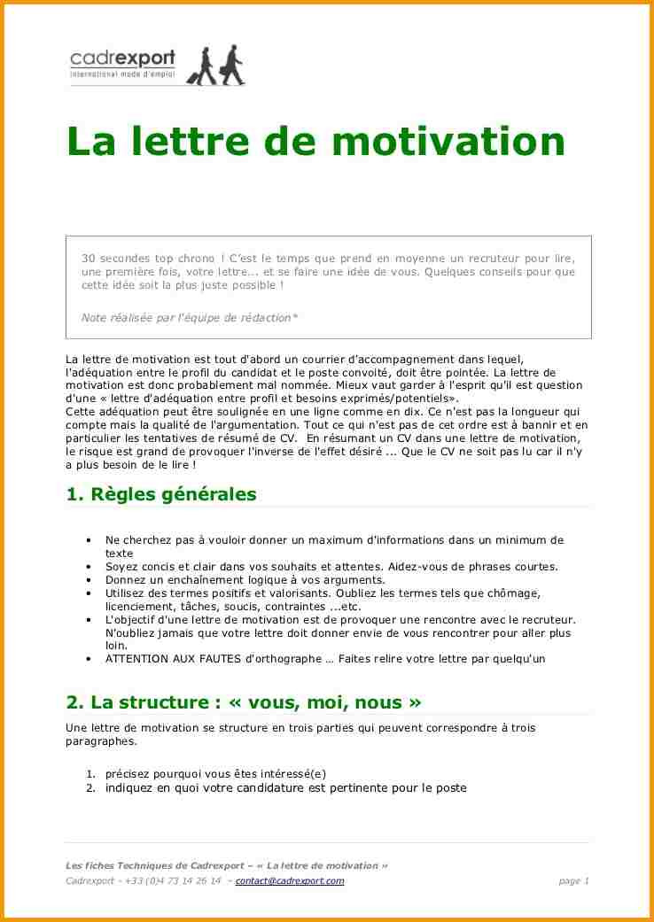 lettre motivation m1