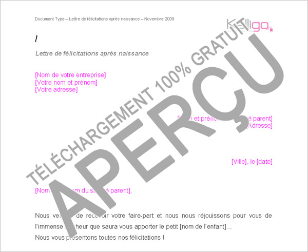 lettre naissance