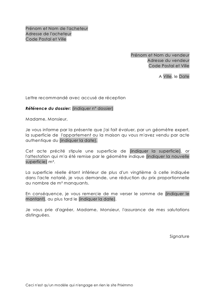 lettre offre d'achat appartement