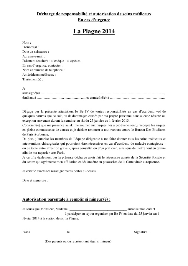 lettre parentale voyage