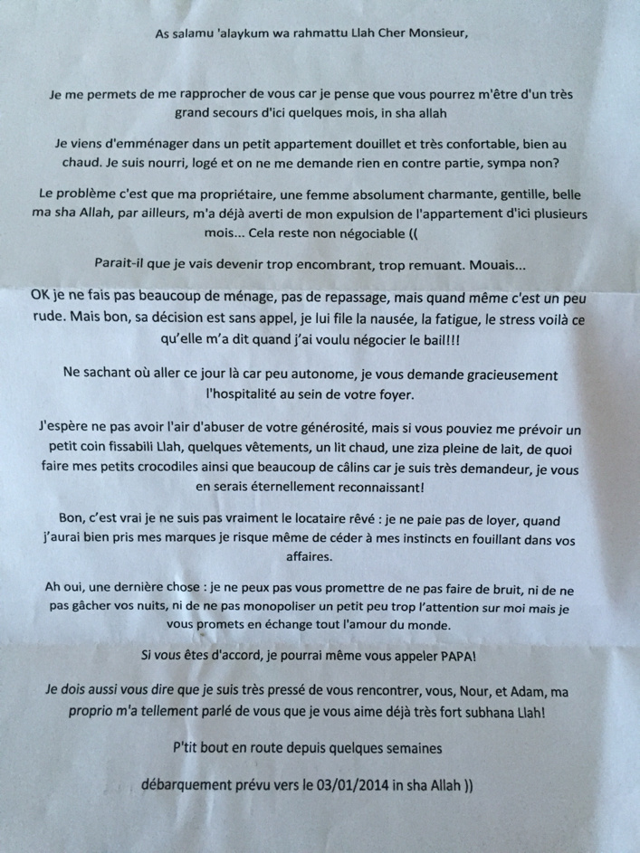 lettre pour annoncer une grossesse