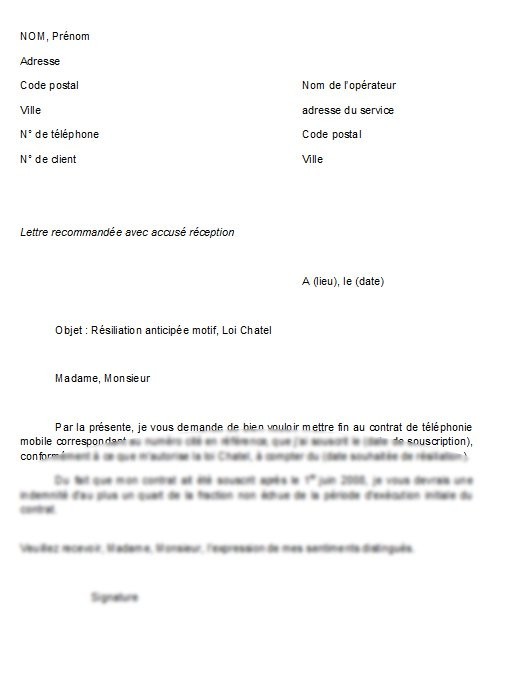 lettre pour annuler un contrat
