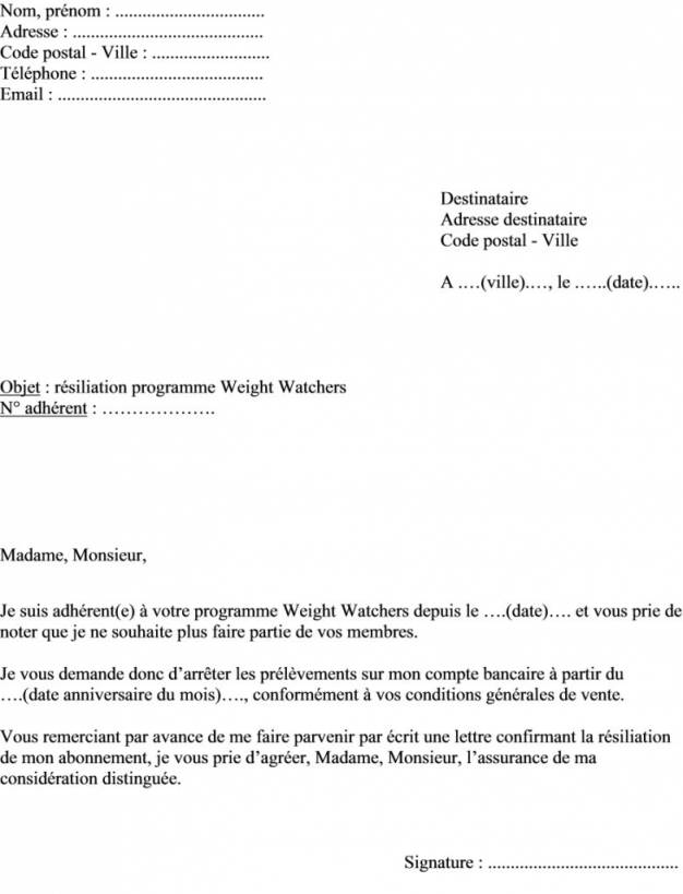 lettre pour arreter un prelevement