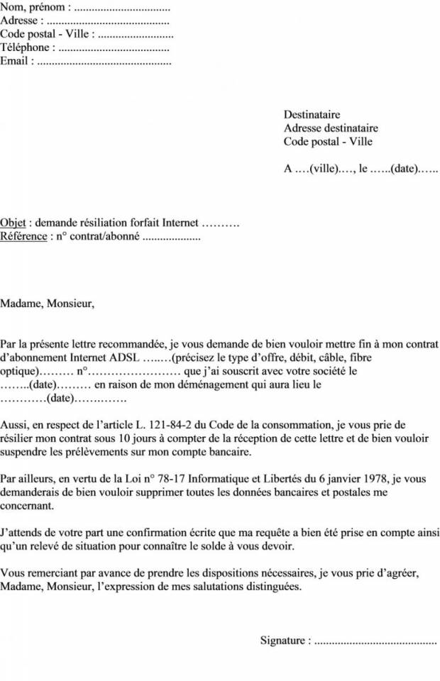 lettre pour arreter un prelevement