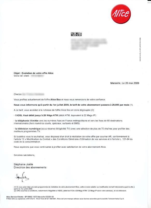 lettre pour augmentation de prix