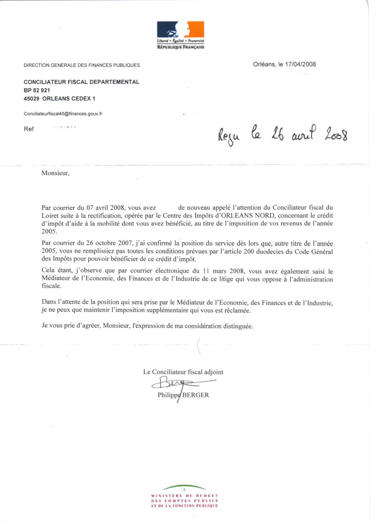 lettre pour demander un echeancier aux impots
