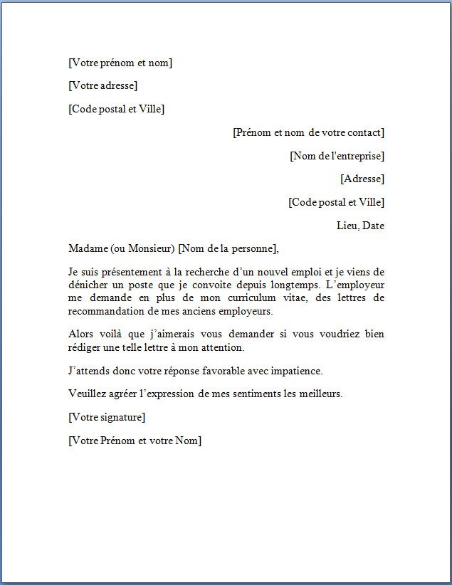 lettre pour demander une faveur