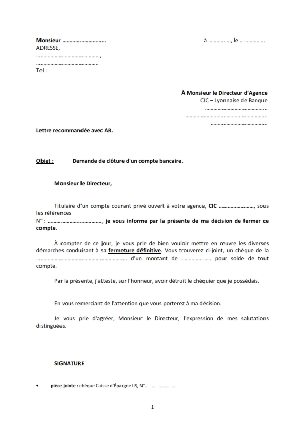 lettre pour litiges