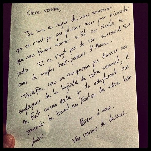 lettre pour prevenir d'une fete