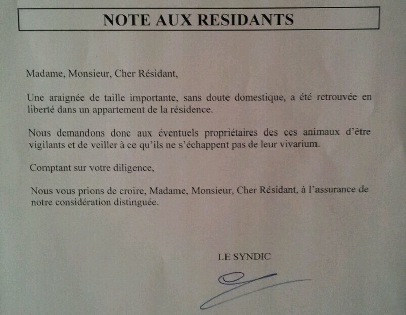 lettre pour prevenir d'une fete