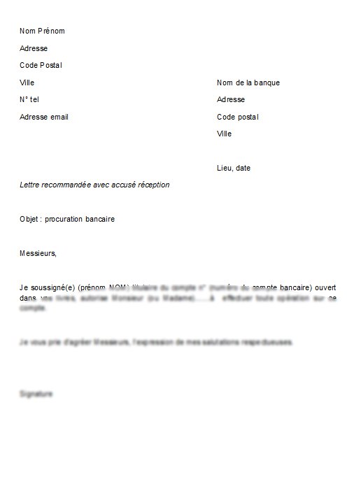 lettre pour procuration