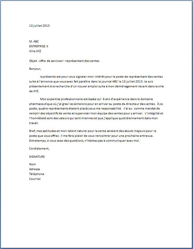 lettre pour un demenagement