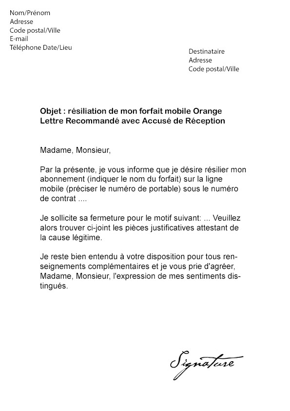 lettre pour un demenagement