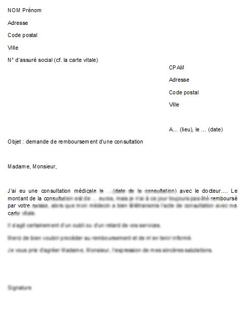 lettre pour un remboursement