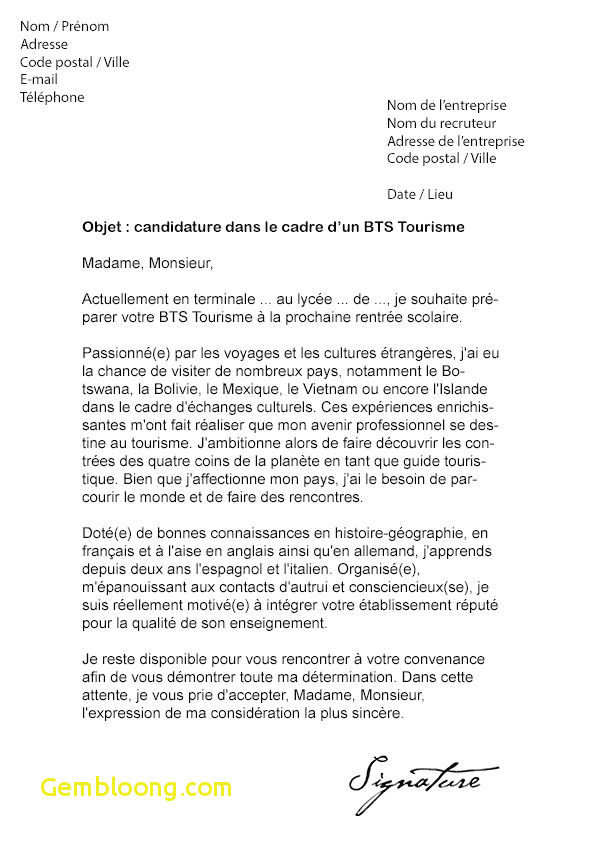 lettre pour un voyage scolaire