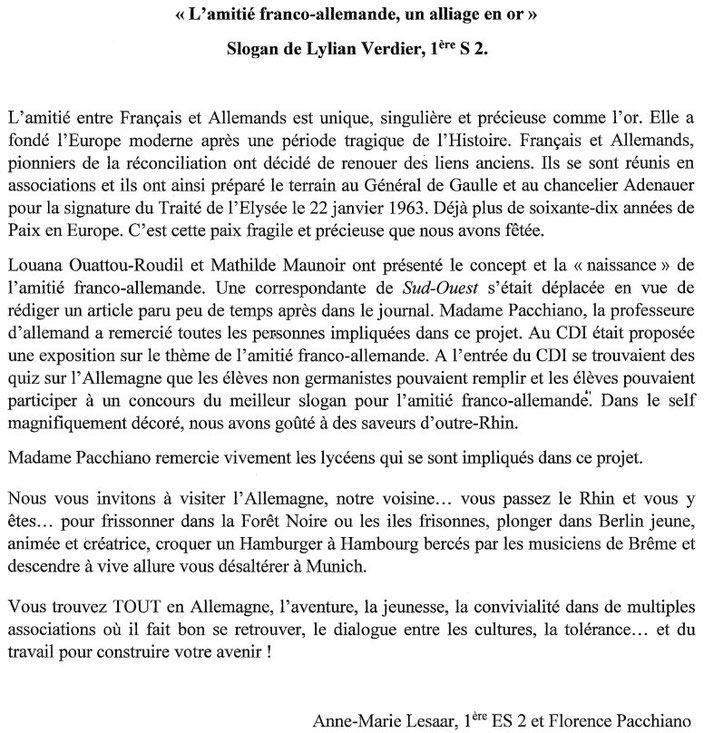 lettre pour un voyage scolaire