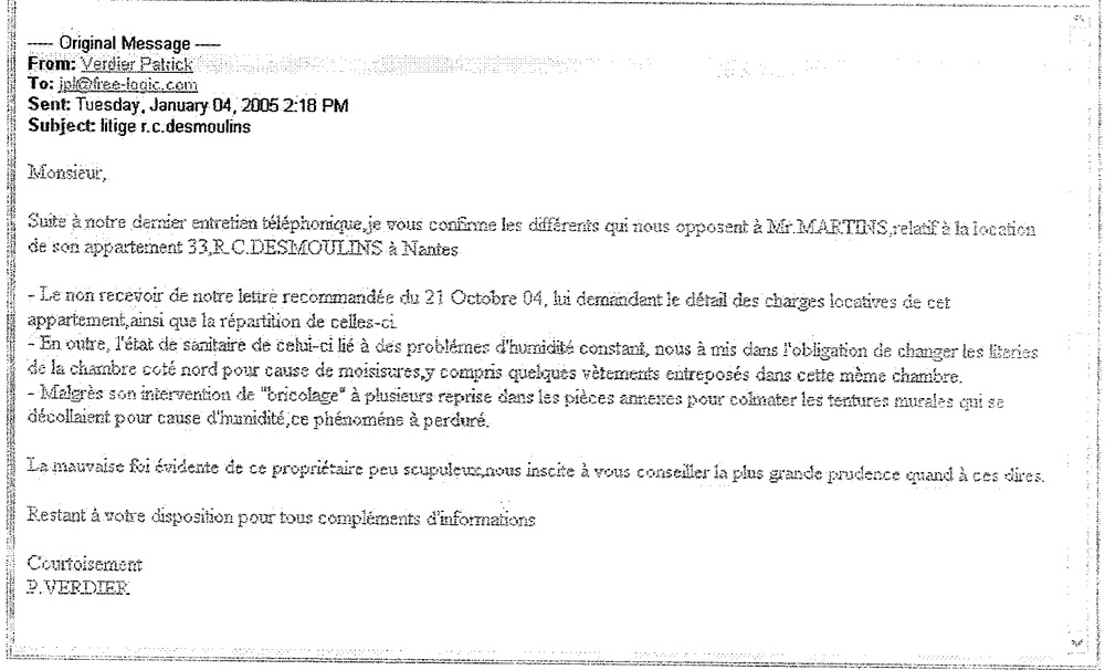 lettre pour vice cache