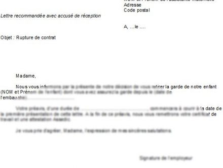 lettre preavis assistante maternelle