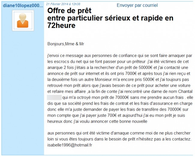 lettre pret d'argent entre particulier