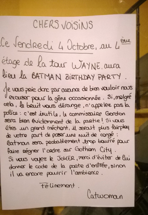 lettre prevenir ses voisins d'une fete