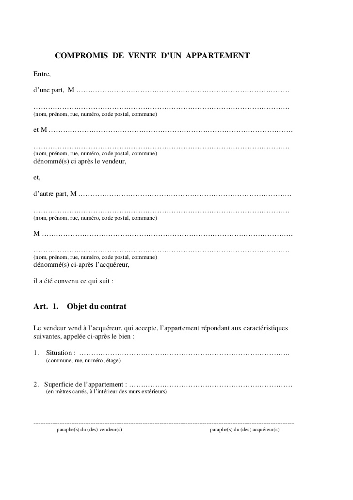 lettre promesse de vente immobilier