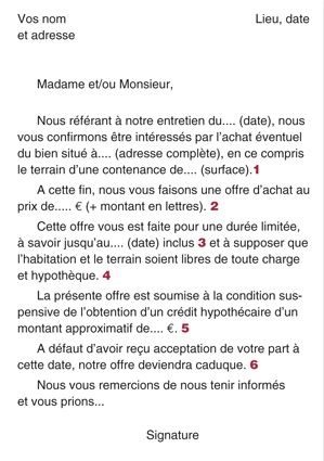 lettre proposition achat maison gratuit