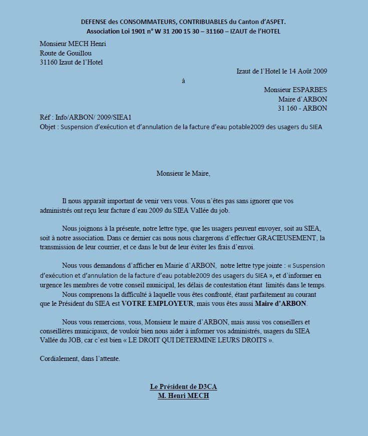 lettre reclamation facture