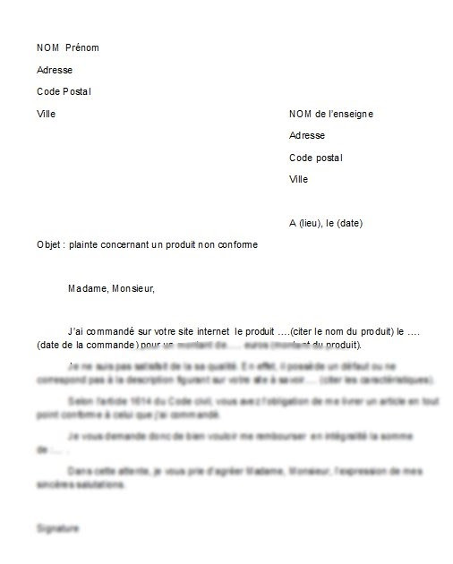 lettre reclamation orange