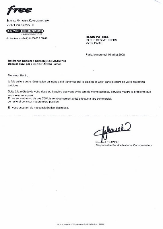 lettre reclamation orange