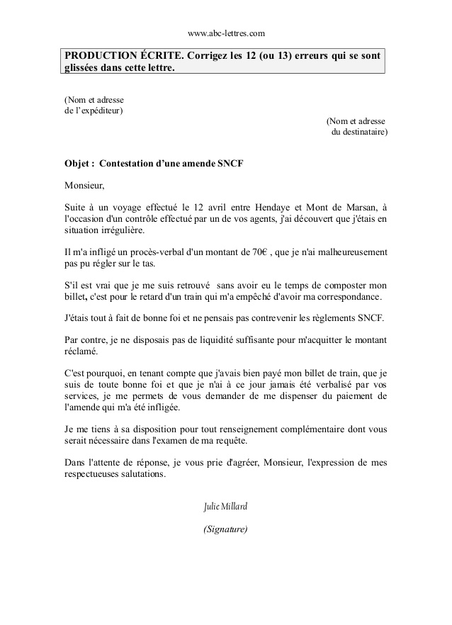 lettre reclamation pv