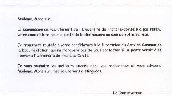 lettre relance candidature