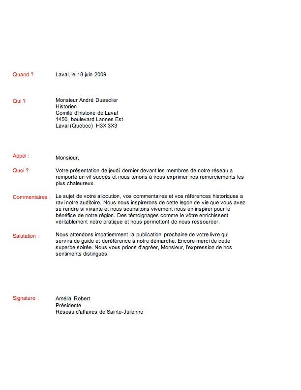 lettre remerciement exemple