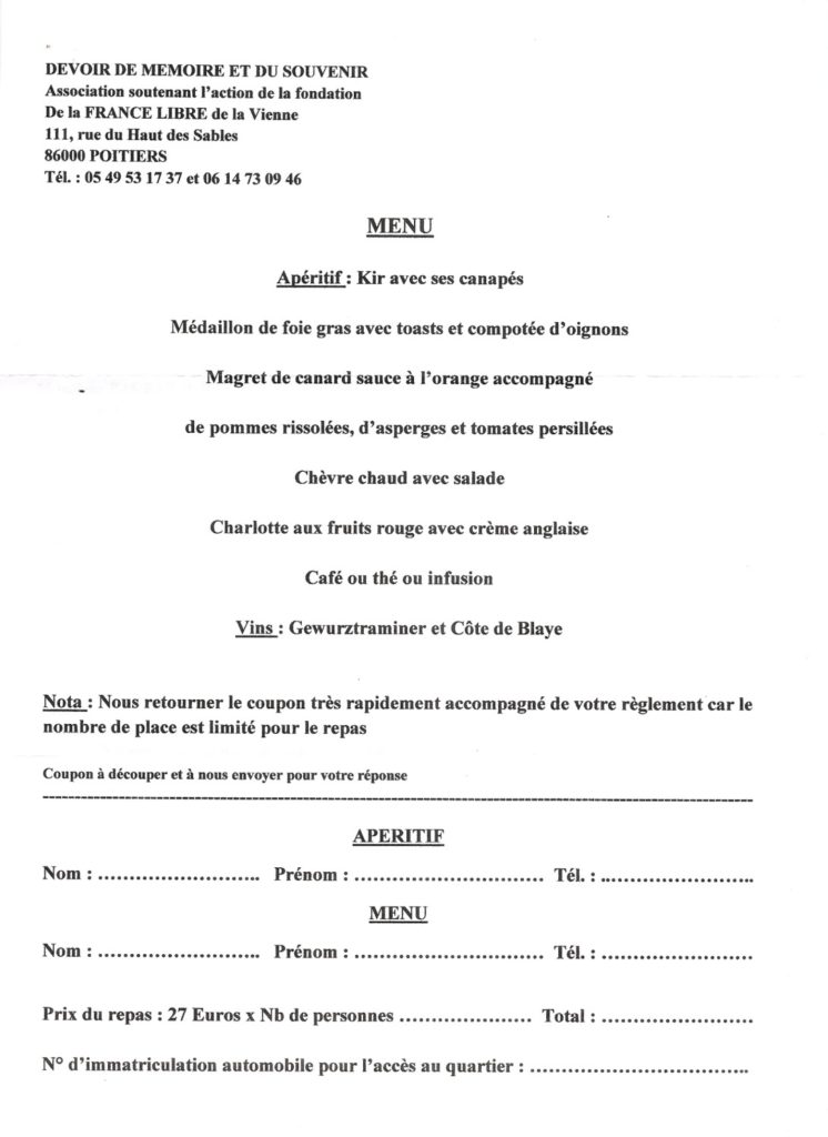 lettre remerciement repas