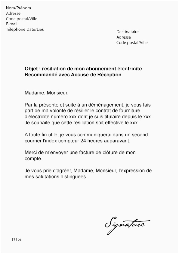 lettre resiliation apl