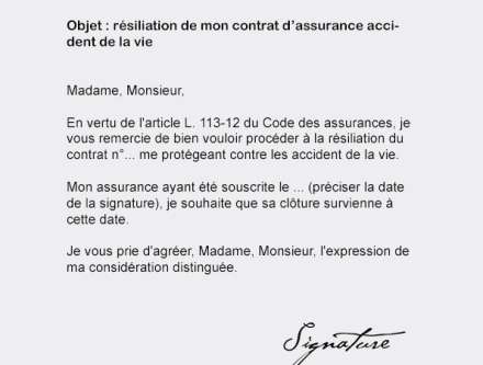 lettre resiliation assurance vie