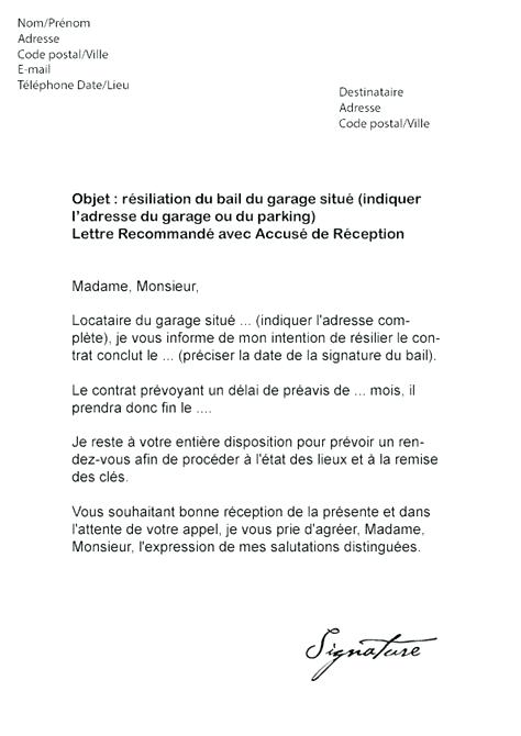 lettre resiliation bail location etudiant