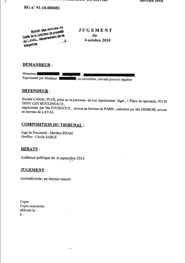 lettre resiliation canal plus