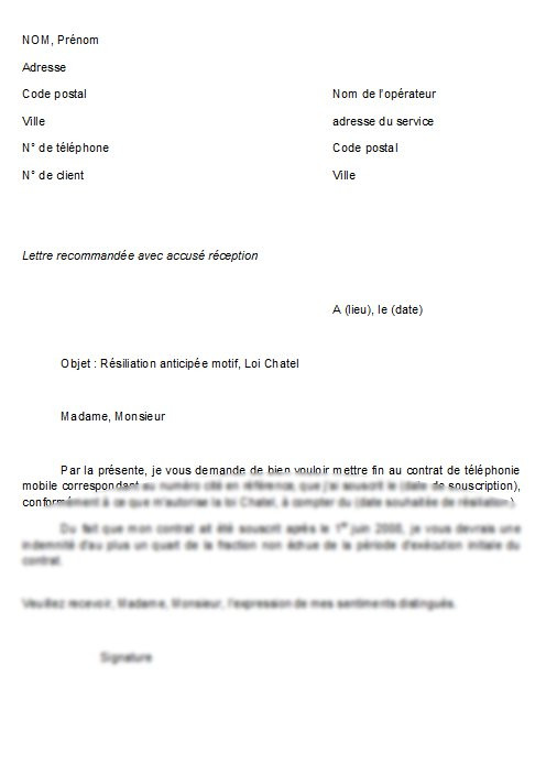 lettre resiliation contrat assurance