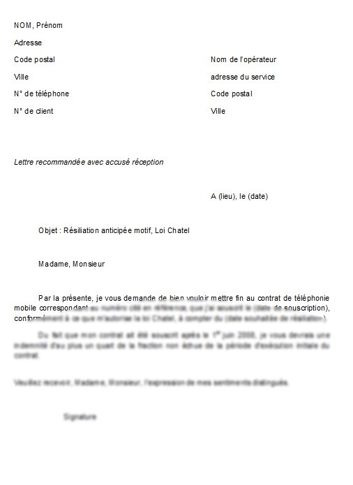 lettre resiliation contrat auto