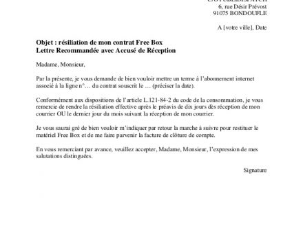 lettre resiliation contrat savelys
