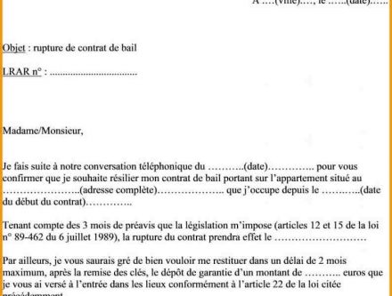 lettre resiliation fermage
